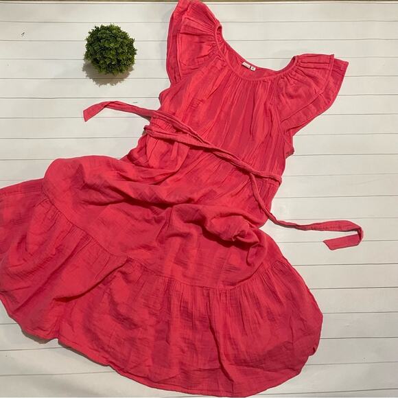 GAP NWT And ink Coral Long Modest Ruffle Belted Midi‎ Dress Women’s Size XXL - Picture 1 of 9